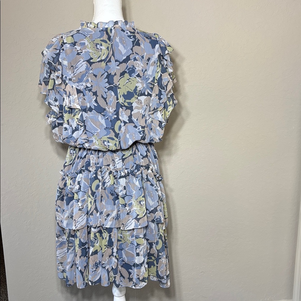 Ralph Lauren Plus Size blue Floral Ruffle Trim Georgette Dress. NWT Size 22W - Picture 7 of 9